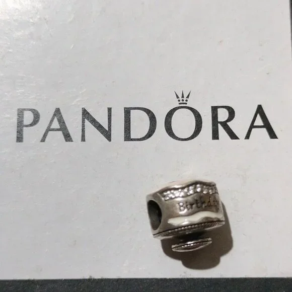 Pandora Retired Sterling Silver Happy Birthday Cake with Mixed Enamel 792061enmx - Picture 3 of 6
